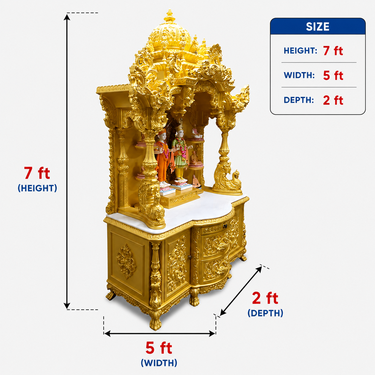 Golden Big Size Swaminarayan Mandir for Pooja Room - Image 7