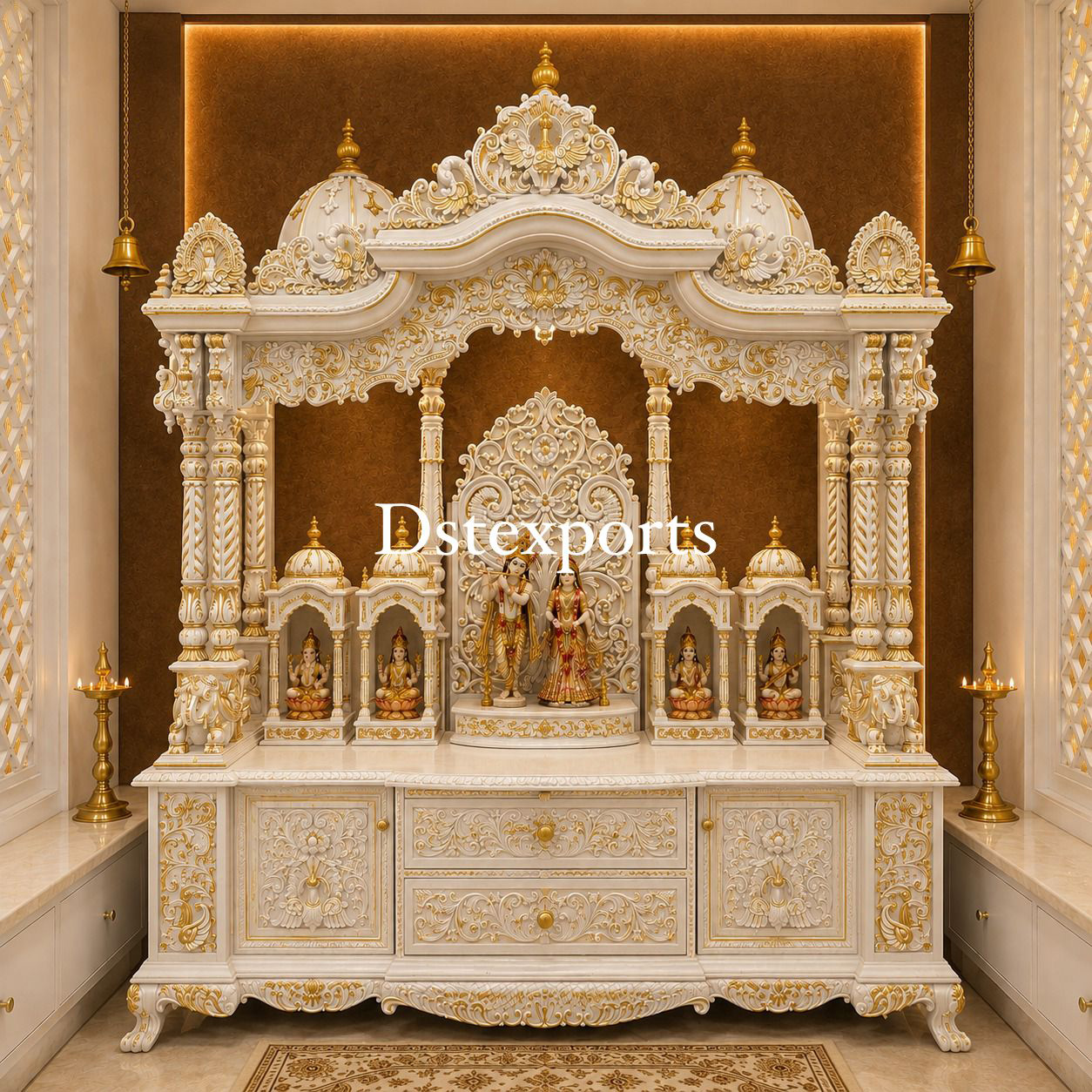 Marble Look Modern Teak Temple For Home