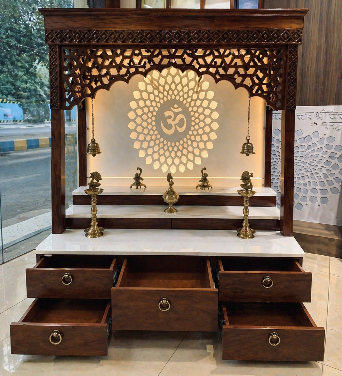 Beautiful and Stylish Wooden Pooja Mandir Designs - Image 2
