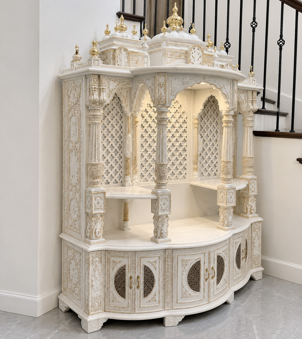 Modern White Temple With Doors for Home - Image 3