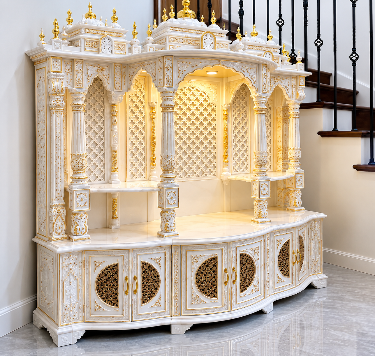 Modern White Temple With Doors for Home - Image 2