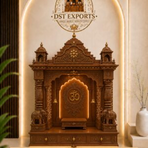 Custom Made Devotional Shiv Pooja Mandir with Elephant Pillars