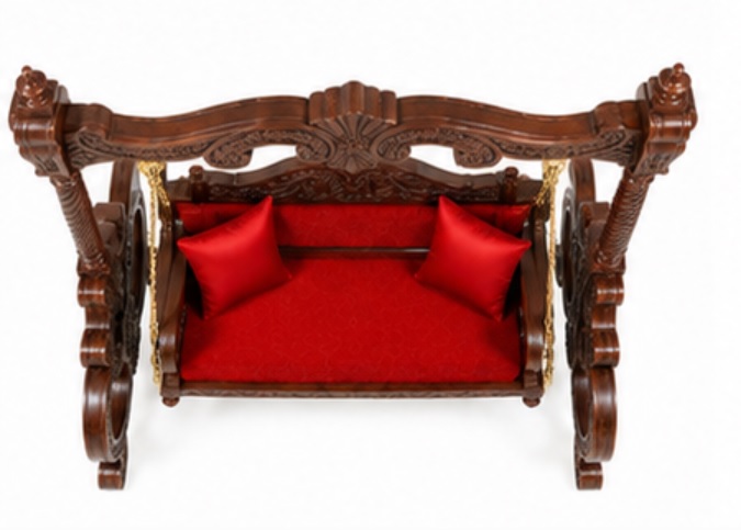 Big Size Wooden Mandir with Heavy Carved Peacock