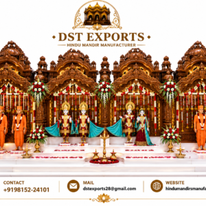 Grand Akshardham Inspired Hand-Carved Wooden Mandir