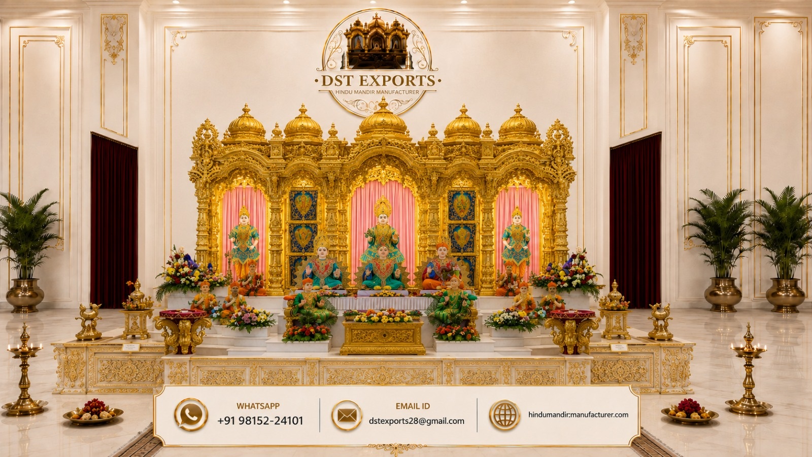Majestic Golden Swaminarayan Mandir for Community Prayer Hall
