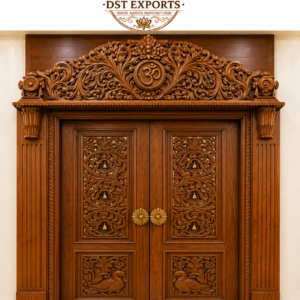 Solid Teak Wood Divine Pooja Room Double Door