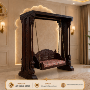 Traditional Wooden Jhula Swing for Living Room