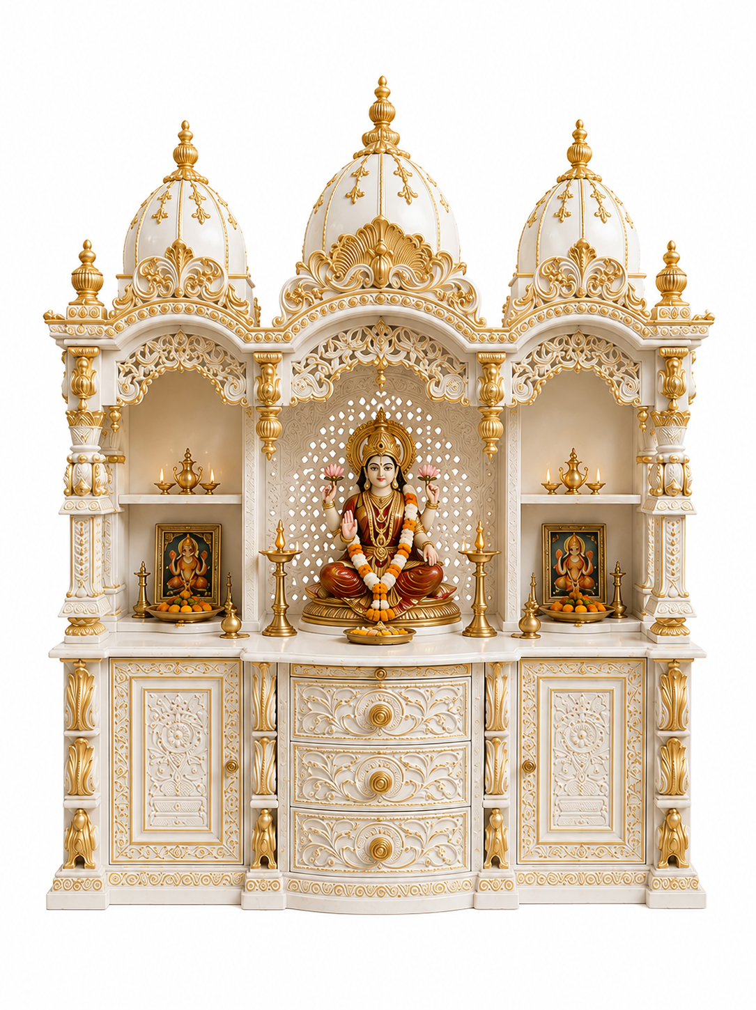 Devotional Wooden Mandir for Hindu Prayer Temple