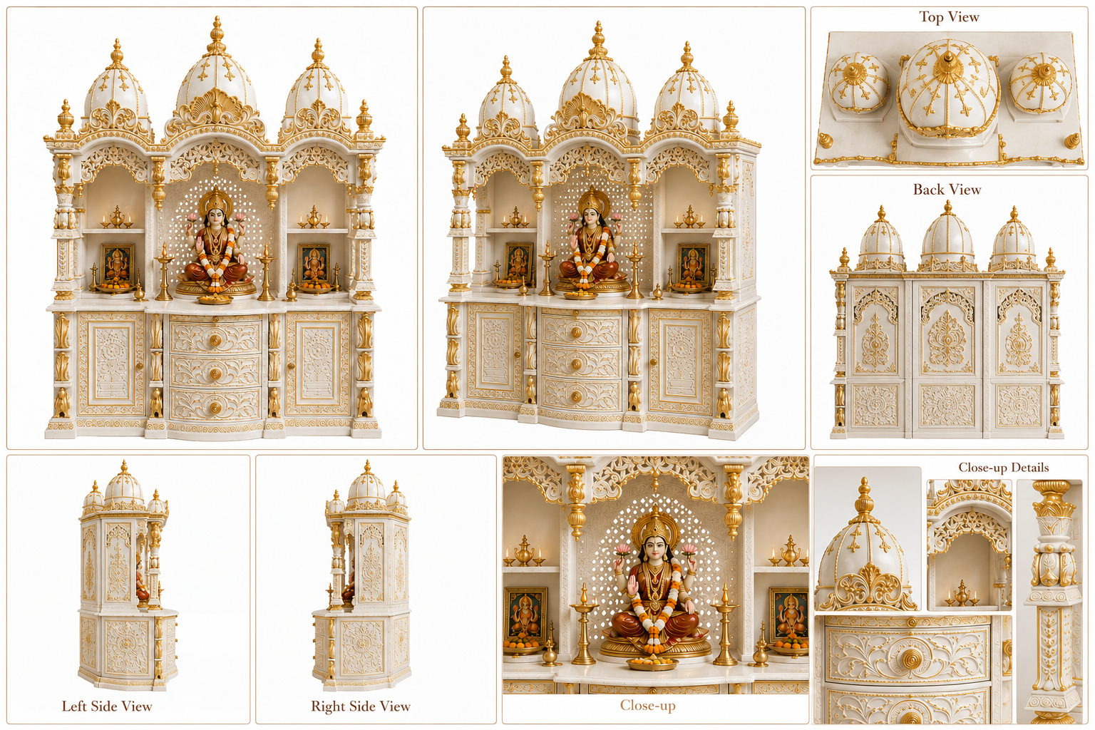 Devotional Wooden Mandir for Hindu Prayer Temple