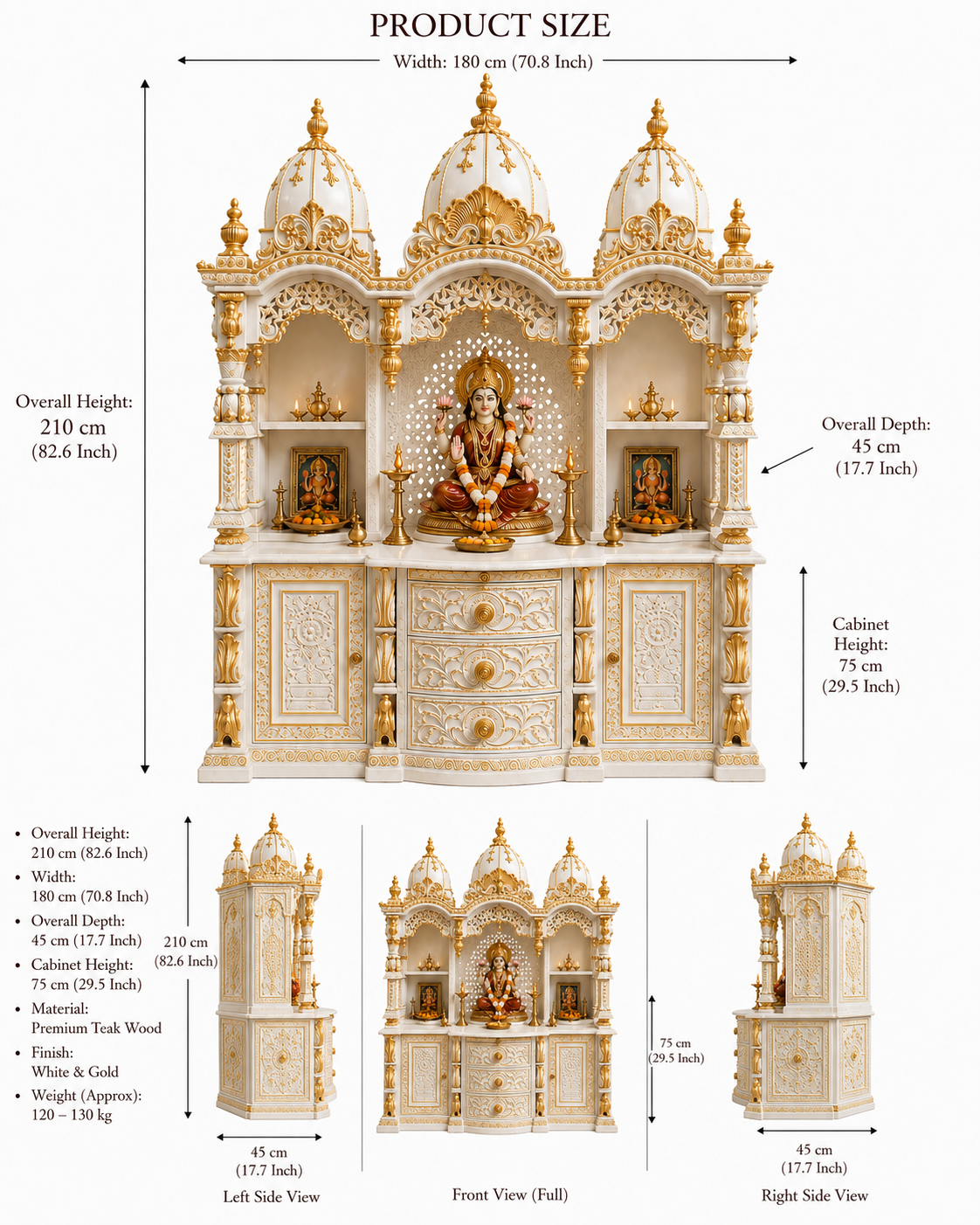 Devotional Wooden Mandir for Hindu Prayer Temple