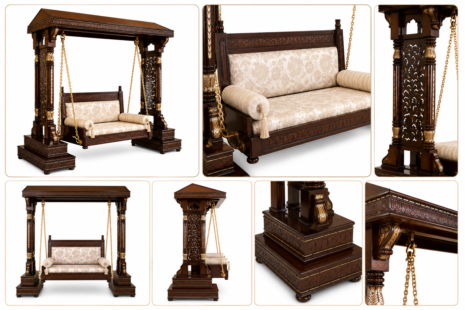 Maharaja Theme Wooden Swing for Drawing Room