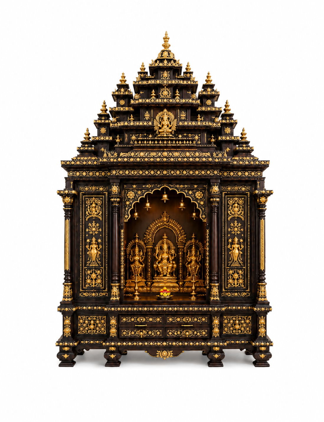 Traditional South Indian Style Teak Wood Temple With Gopuram