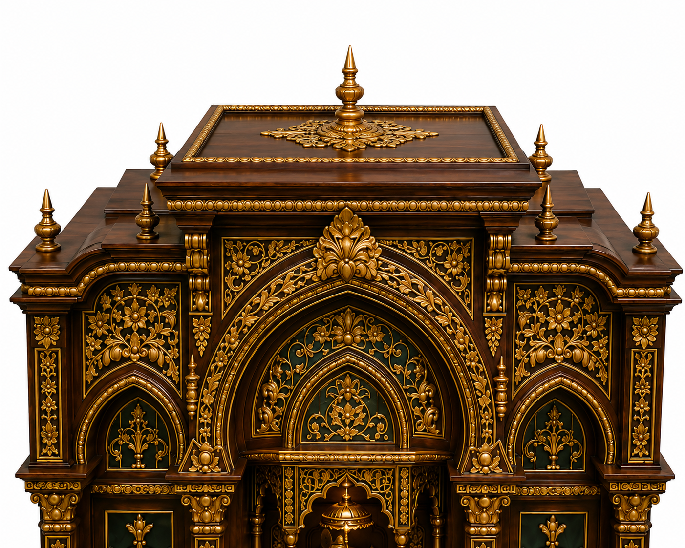 Luxury Haveli Style Wooden Temple with Radha Krishna Shrine