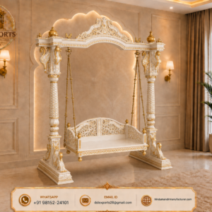 Elegant White Gold Swing with Peacock Pillars