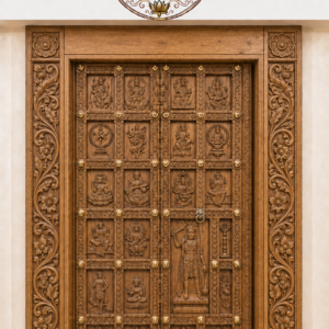 Divine Dashavatar Hand-Carved Teak Wood Mandir Door
