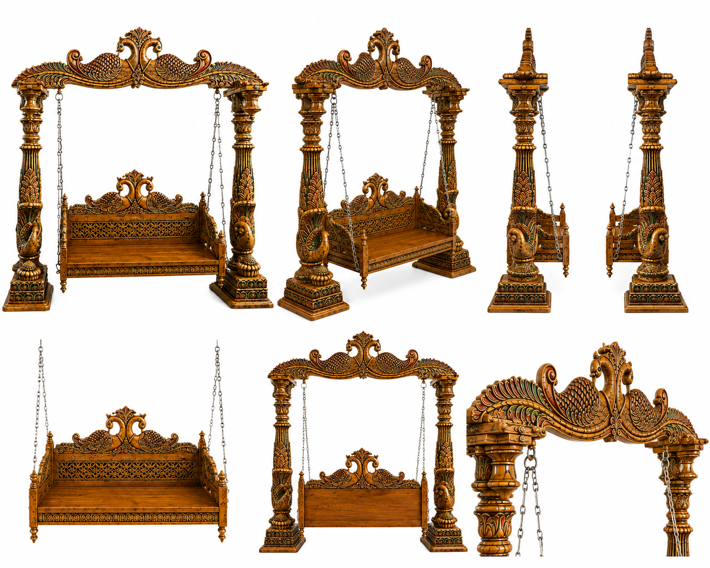 Rajwadi Style Wooden Indoor Swing Set for Home Décor - Image 6