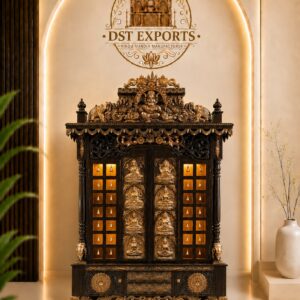 Custom-Made Ashtalakshmi Wooden Pooja Mandir for Home