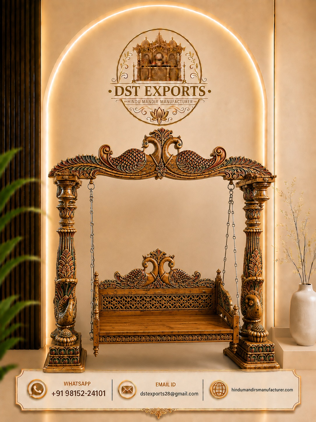 Rajwadi Style Wooden Indoor Swing Set for Home Décor