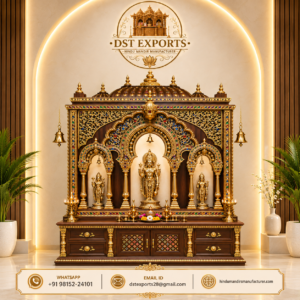 Traditional Ram Darbar Handcarved Wooden Pooja Temple