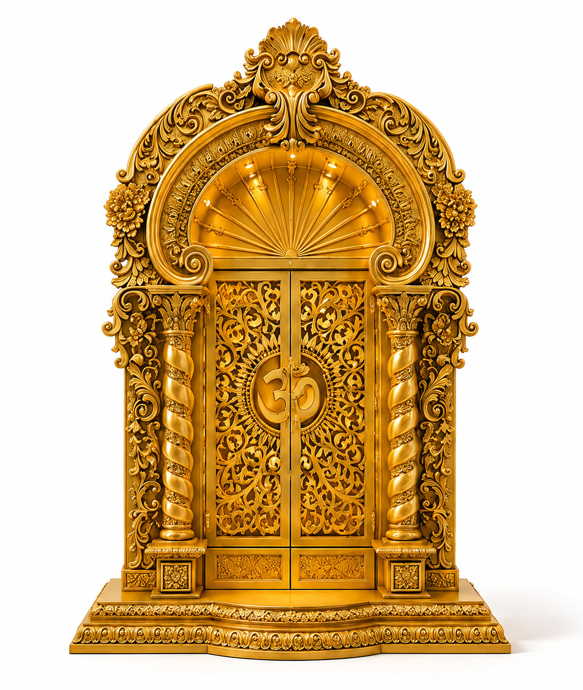 Hand-Carved Golden Om Hindu Mandir for Luxury Homes - Image 4