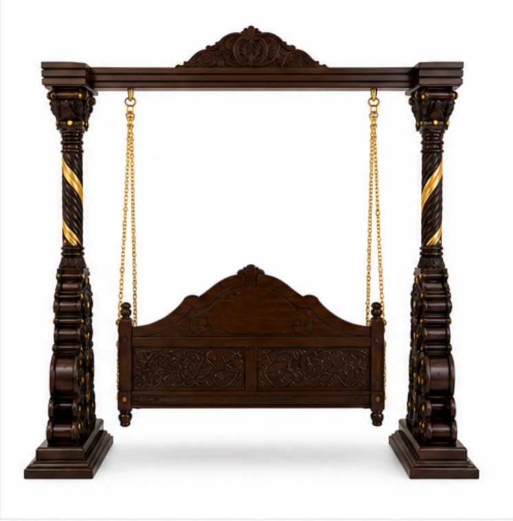 Luxury Walnut Finish 3-Seater Home Swing - Image 5