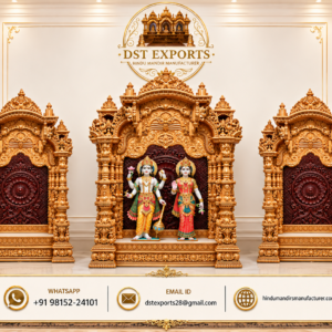 Divine Handcarved Wooden Swaminarayan Mandir for Satsang Halls