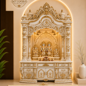 Large White & Gold Ram Darbar Hindu Prayer Temple