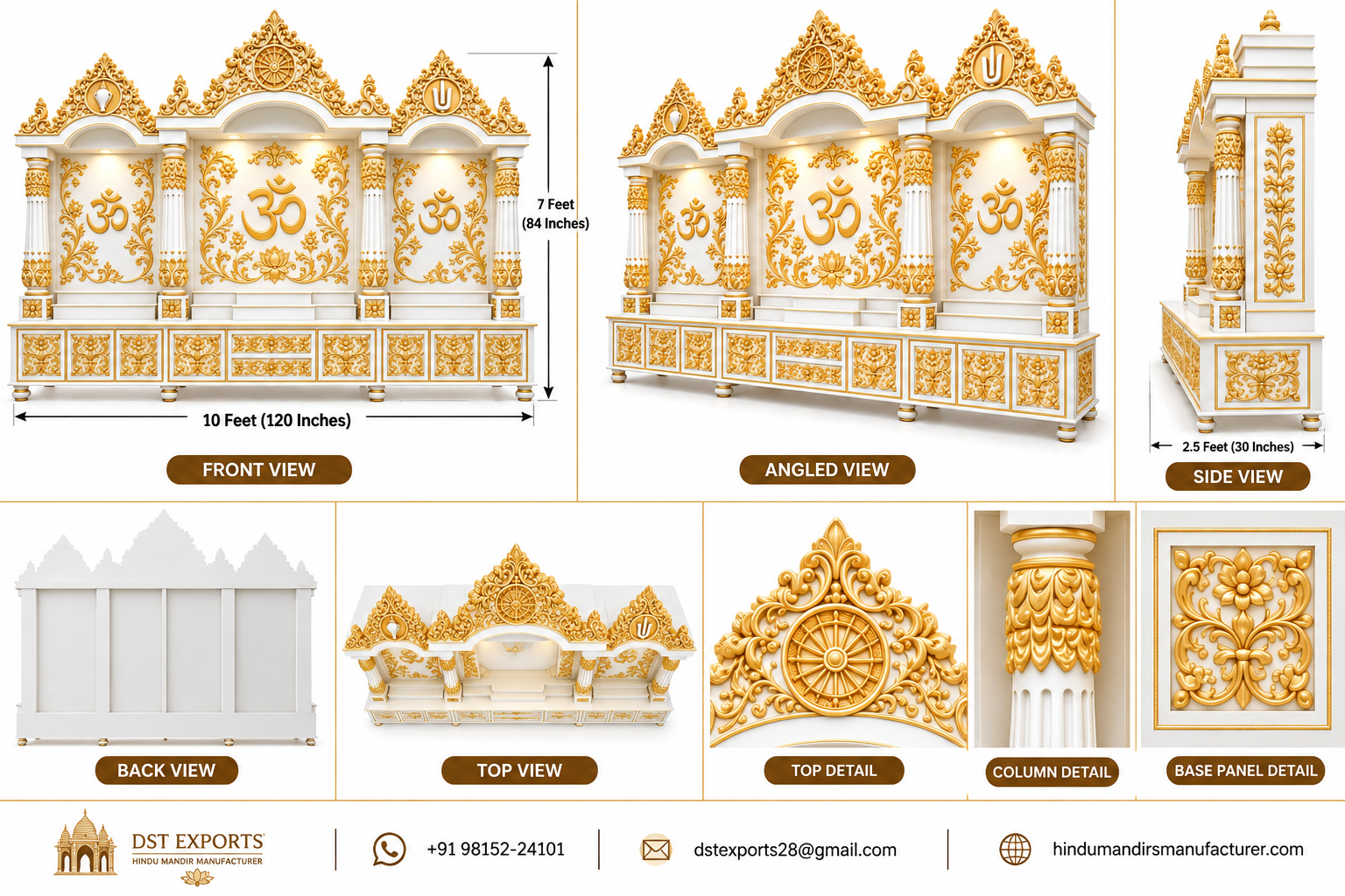 Large Traditional Bollywood Style Wooden Pooja Temple - Image 3
