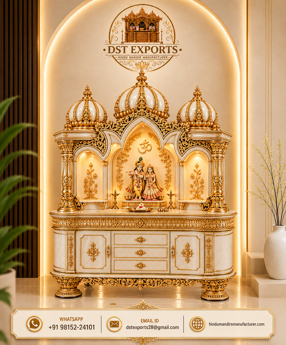 Grand Hand Carved Wooden Hindu Temple For Luxury Home