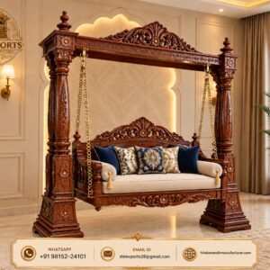 Maharaja Style Carved Solid Wood Jhula For Home