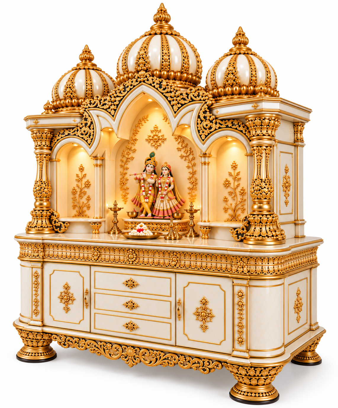 Grand Hand Carved Wooden Hindu Temple For Luxury Home - Image 4