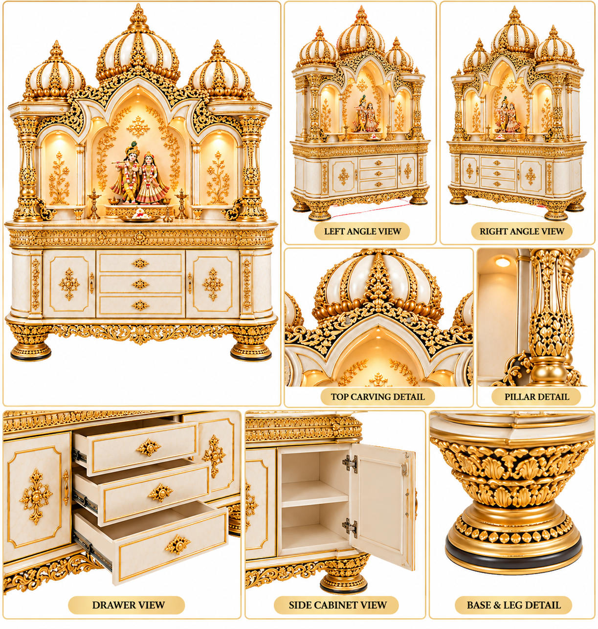 Grand Hand Carved Wooden Hindu Temple For Luxury Home - Image 6