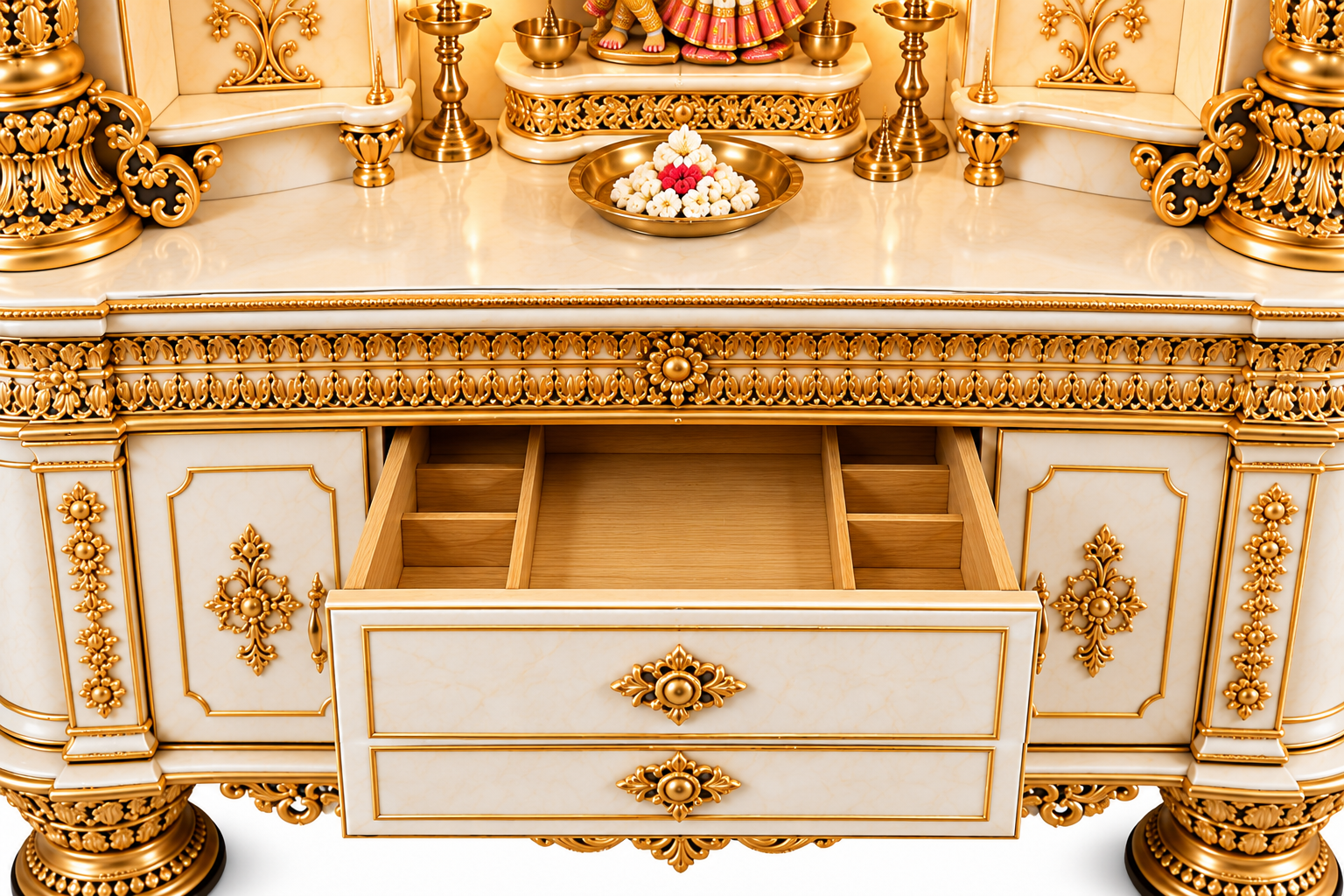 Grand Hand Carved Wooden Hindu Temple For Luxury Home - Image 5