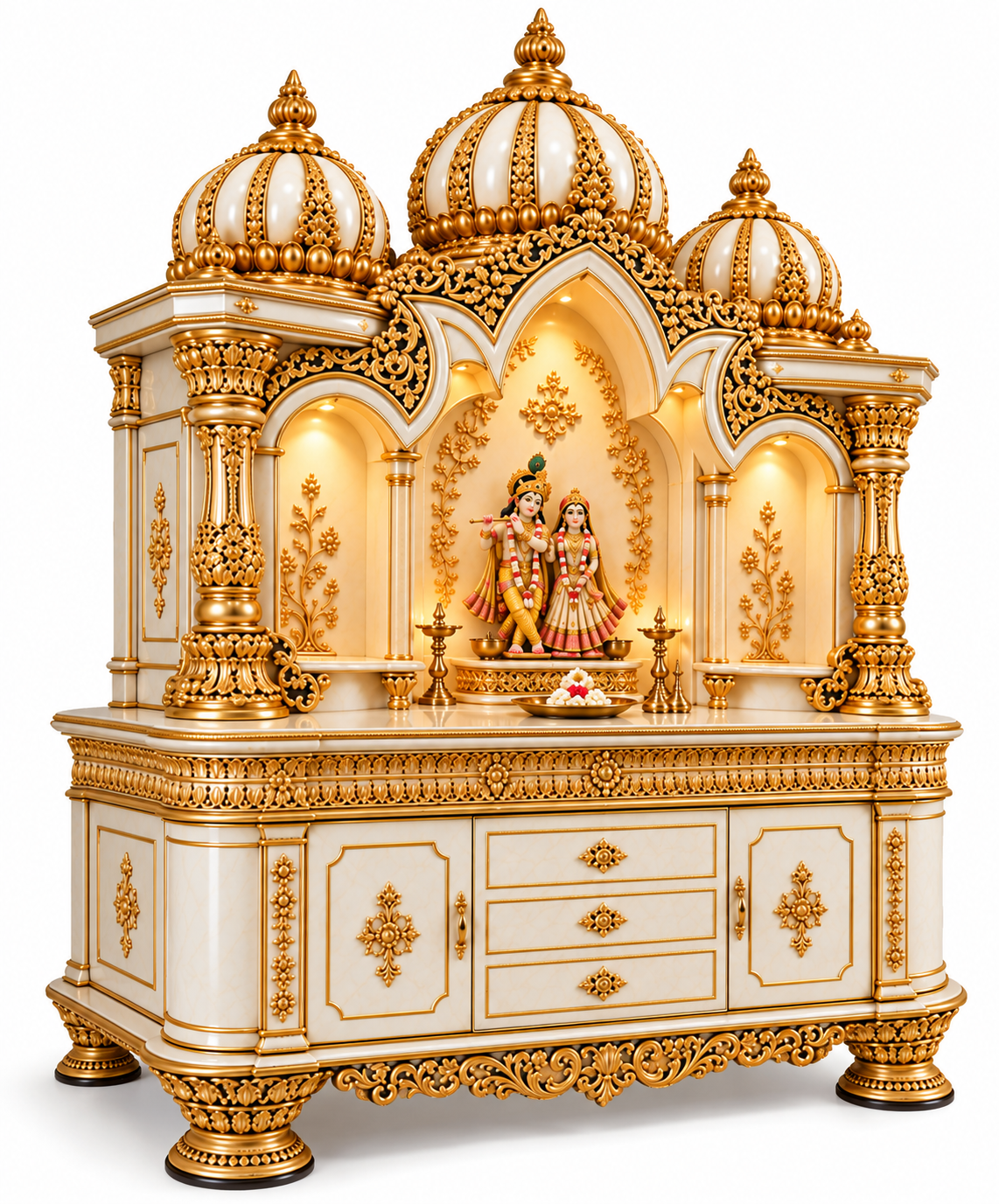 Grand Hand Carved Wooden Hindu Temple For Luxury Home - Image 3