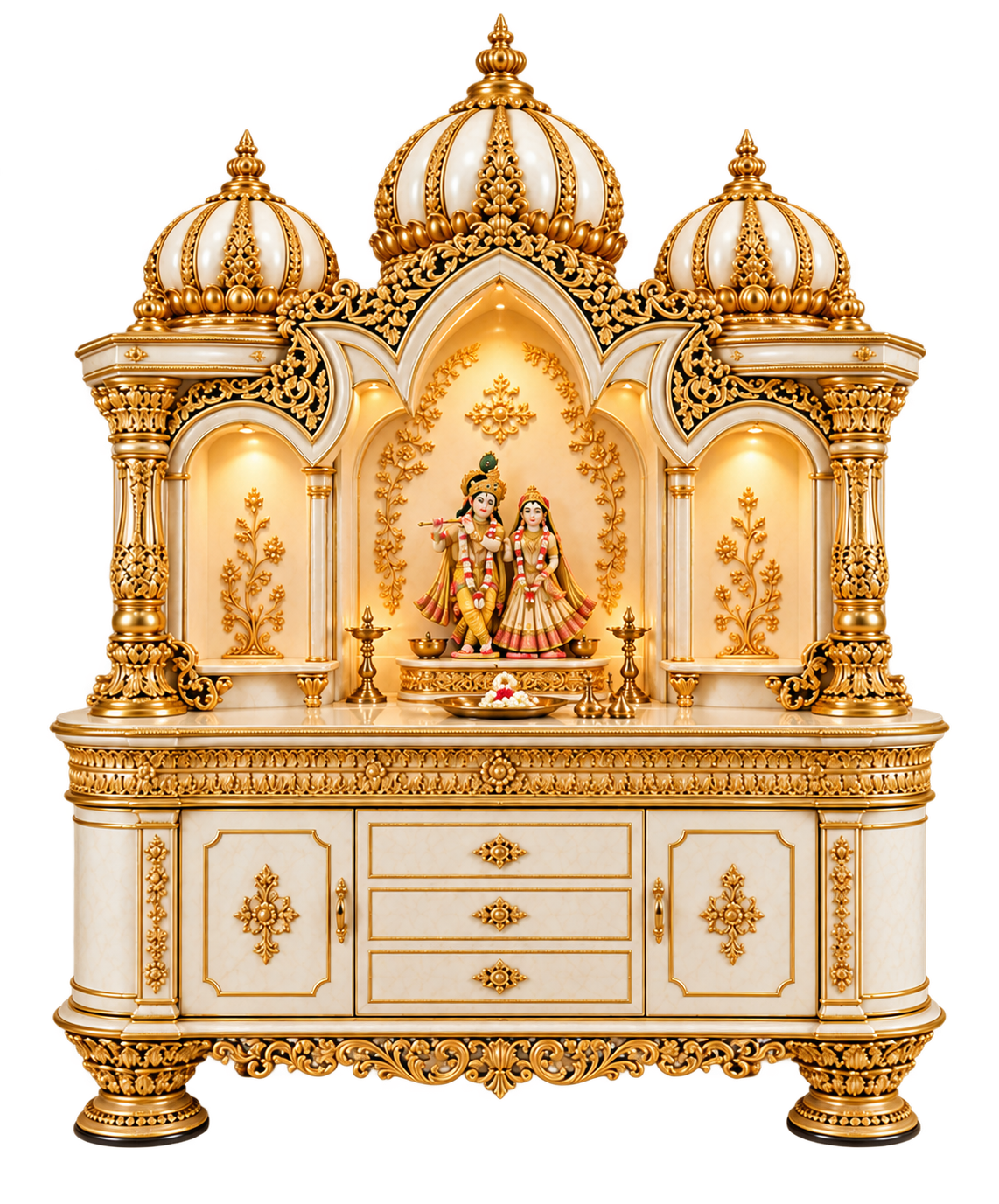 Grand Hand Carved Wooden Hindu Temple For Luxury Home - Image 2