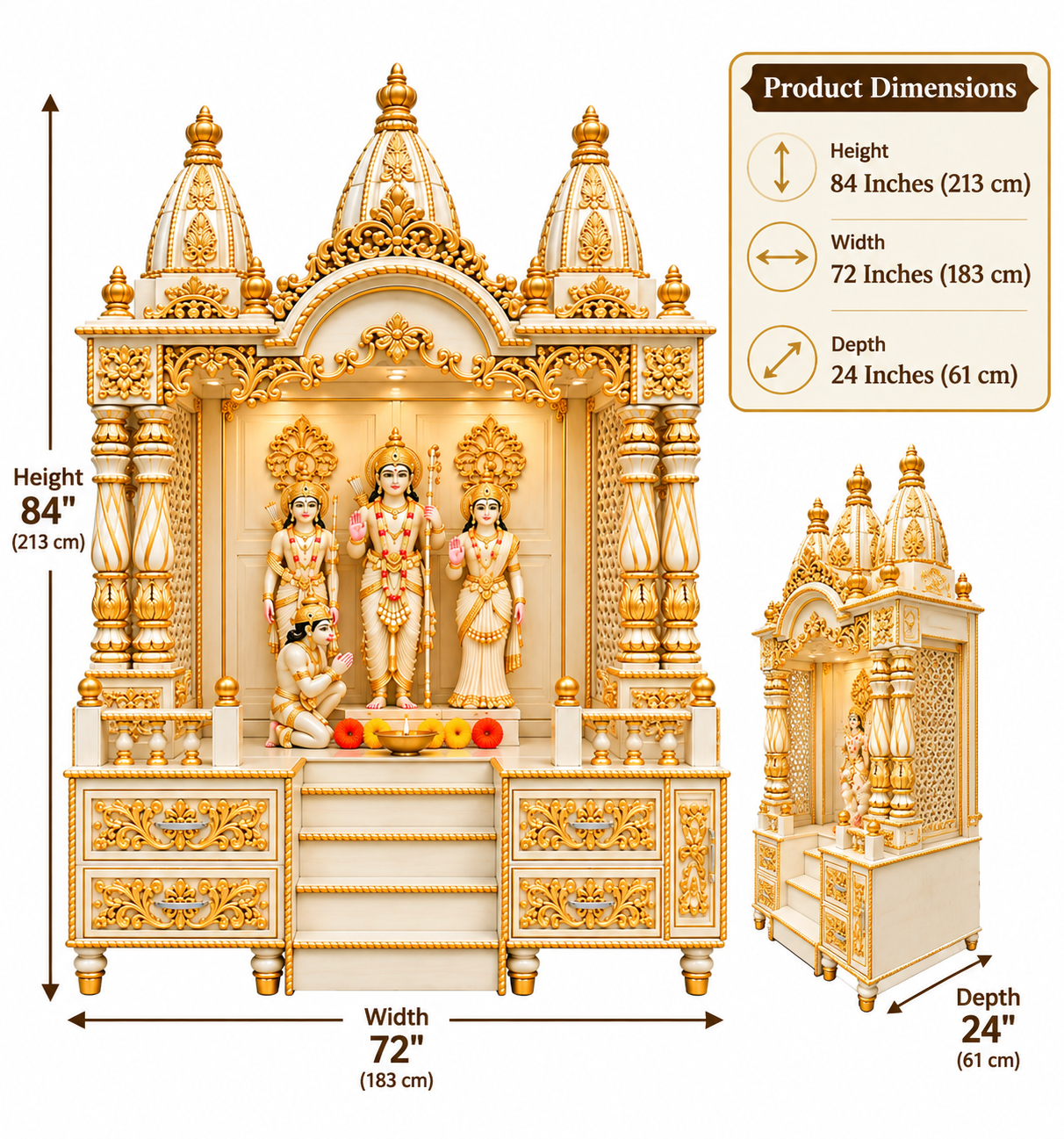 Premium Tirupati Balaji Venkateswara Wooden Pooja Temple - Image 6