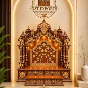Traditional South Indian Style Wooden Pooja Mandir For Home